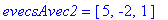 evecsAvec2 = vector([5, -2, 1])