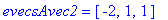evecsAvec2 = vector([-2, 1, 1])