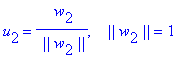 u[2] = 1/` ||`/w[2]/`||`*` w`[2], `   ||`*w[2]*`||` = 1