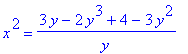 x^2 = (3*y-2*y^3+4-3*y^2)/y
