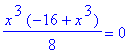 1/8*x^3*(-16+x^3) = 0