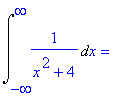 Int(1/(x^2+4),x = -infinity .. infinity) = ``