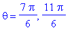 theta = 7/6*Pi, 11/6*Pi