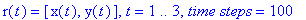 r(t) = [x(t), y(t)], t = 1 .. 3, `time steps` = 100