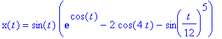 x(t) = sin(t)*(exp(cos(t))-2*cos(4*t)-sin(1/12*t)^5)