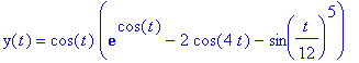 y(t) = cos(t)*(exp(cos(t))-2*cos(4*t)-sin(1/12*t)^5)