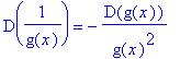 D(1/g(x)) = -D(g(x))/g(x)^2