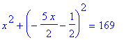 x^2+(-5/2*x-1/2)^2 = 169