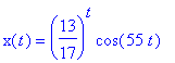 x(t) = (13/17)^t*cos(55*t)