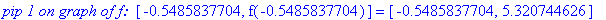 `pip 1 on graph of f: `*[-.5485837704, f(-.5485837704)] = [-.5485837704, 5.320744626]