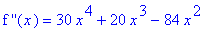 `f ''`(x) = 30*x^4+20*x^3-84*x^2