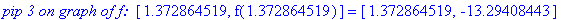 `pip 3 on graph of f: `*[1.372864519, f(1.372864519)] = [1.372864519, -13.29408443]