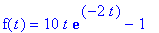 f(t) = 10*t*exp(-2*t)-1