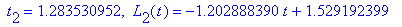 ` t`[2] = 1.283530952, ` L`[2](t) = -1.202888390*t+1.529192399
