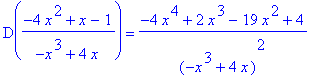 D((-4*x^2+x-1)/(-x^3+4*x)) = (-4*x^4+2*x^3-19*x^2+4)/(-x^3+4*x)^2