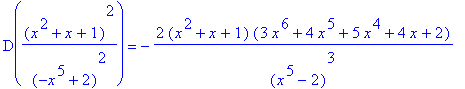 D((x^2+x+1)^2/(-x^5+2)^2) = -2*(x^2+x+1)*(3*x^6+4*x^5+5*x^4+4*x+2)/(x^5-2)^3