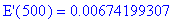 `E'`(500) = .674199307e-2