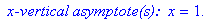 ` x-vertical asymptote(s): `*x = 1.