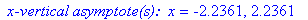` x-vertical asymptote(s): `*x = -2.2361, 2.2361