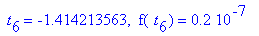 ` t`[6] = -1.414213563, ` f`(` t`[6]) = .2e-7