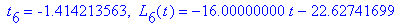 ` t`[6] = -1.414213563, ` L`[6](t) = -16.00000000*t-22.62741699
