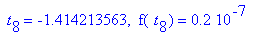 ` t`[8] = -1.414213563, ` f`(` t`[8]) = .2e-7