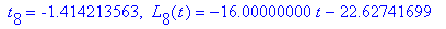 ` t`[8] = -1.414213563, ` L`[8](t) = -16.00000000*t-22.62741699