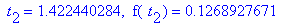 ` t`[2] = 1.422440284, ` f`(` t`[2]) = .1268927671
