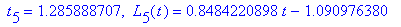 ` t`[5] = 1.285888707, ` L`[5](t) = .8484220898*t-1.090976380