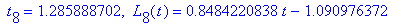 ` t`[8] = 1.285888702, ` L`[8](t) = .8484220838*t-1.090976372