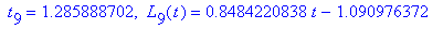 ` t`[9] = 1.285888702, ` L`[9](t) = .8484220838*t-1.090976372