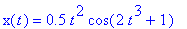 x(t) = .5*t^2*cos(2*t^3+1)